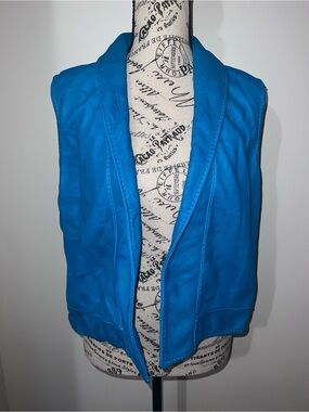 The Sheepherder Turquoise Blue Deerskin Leather Vest Handmade USA Medium